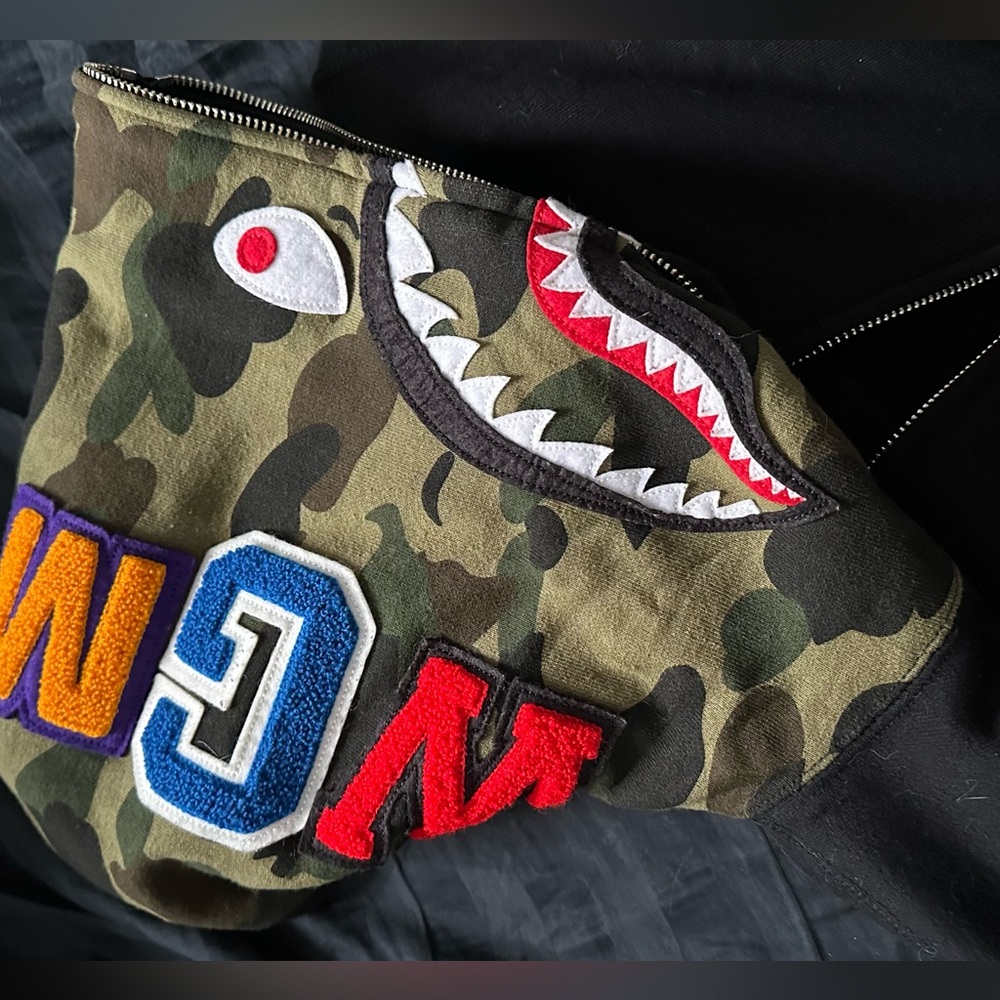 BAPE WGM Shark Camo zip up hoodie